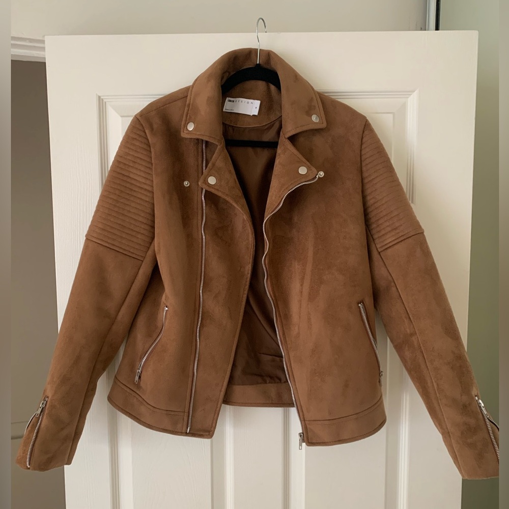 Men’s suede biker jacket, ASOS, XS